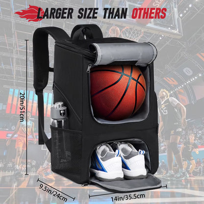 Sports Training Equipment Basketball Backpack with Separate Ball Holder & Shoes Compartment Gym Backpack for Basketball Soccer