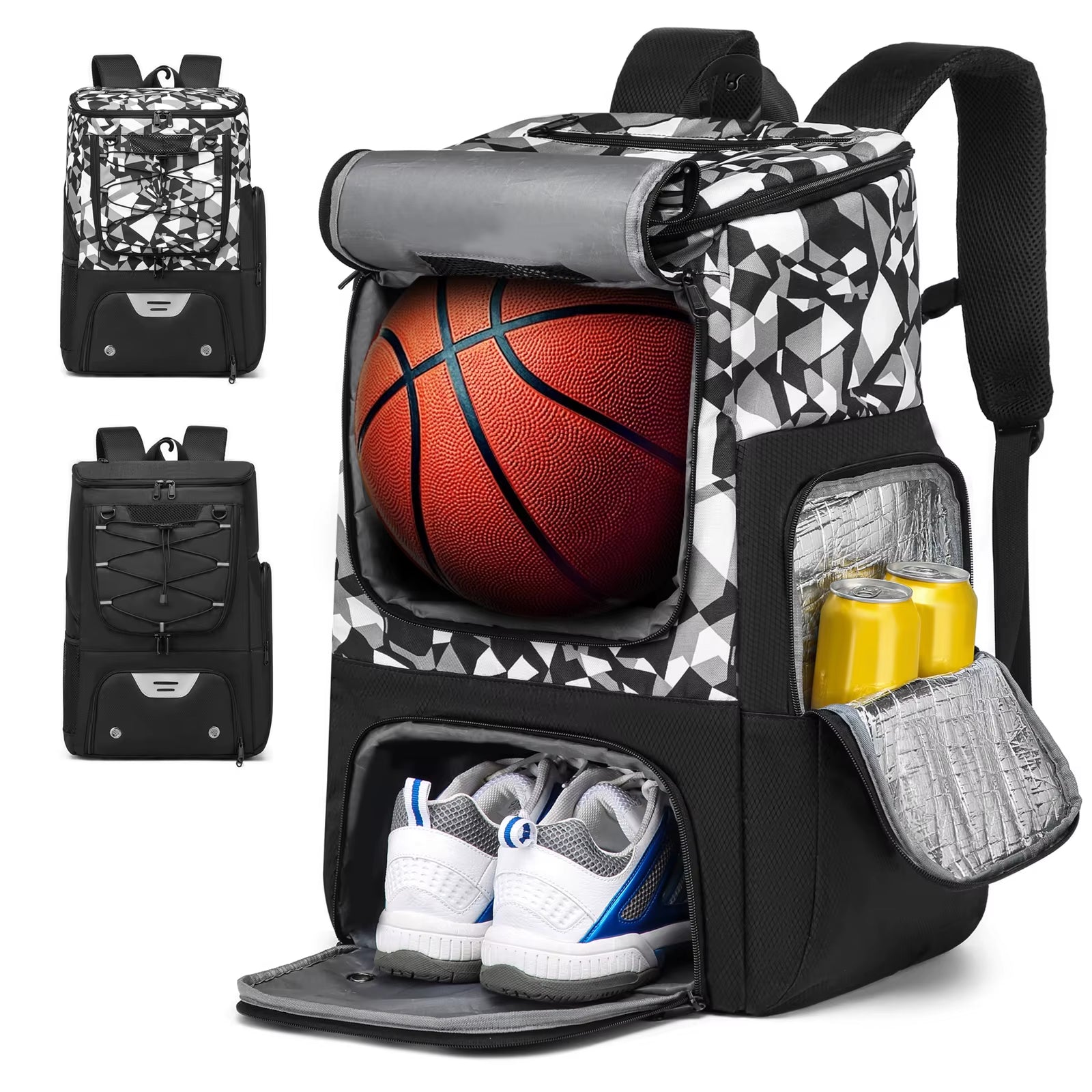 Sports Training Equipment Basketball Backpack with Separate Ball Holder & Shoes Compartment Gym Backpack for Basketball Soccer