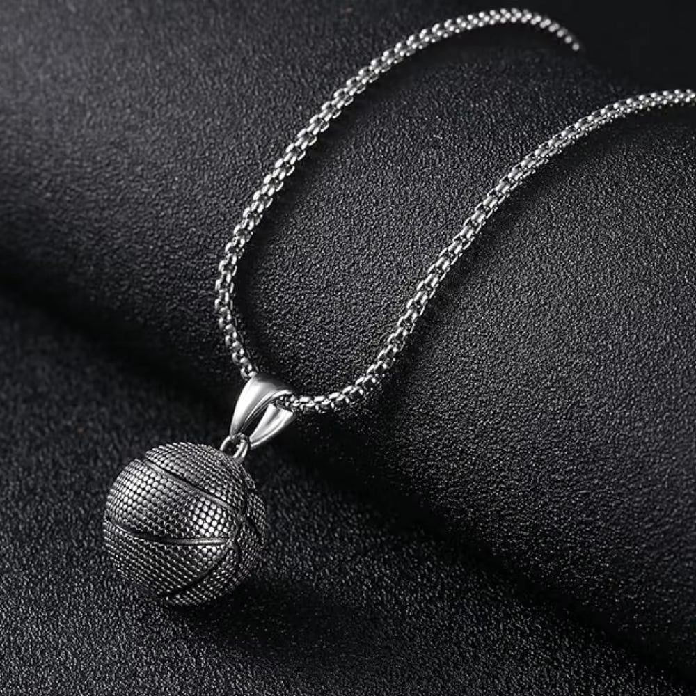 Fashion Dominant Basketball Pendant Men'S Stainless Steel Basketball Necklace