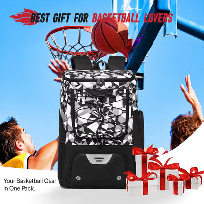 Sports Training Equipment Basketball Backpack with Separate Ball Holder & Shoes Compartment Gym Backpack for Basketball Soccer