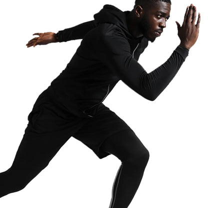 5Pcs Men'S Workout Set Gym Clothing Compression Leggings Shorts Shirt Long Sleeve Top for Running