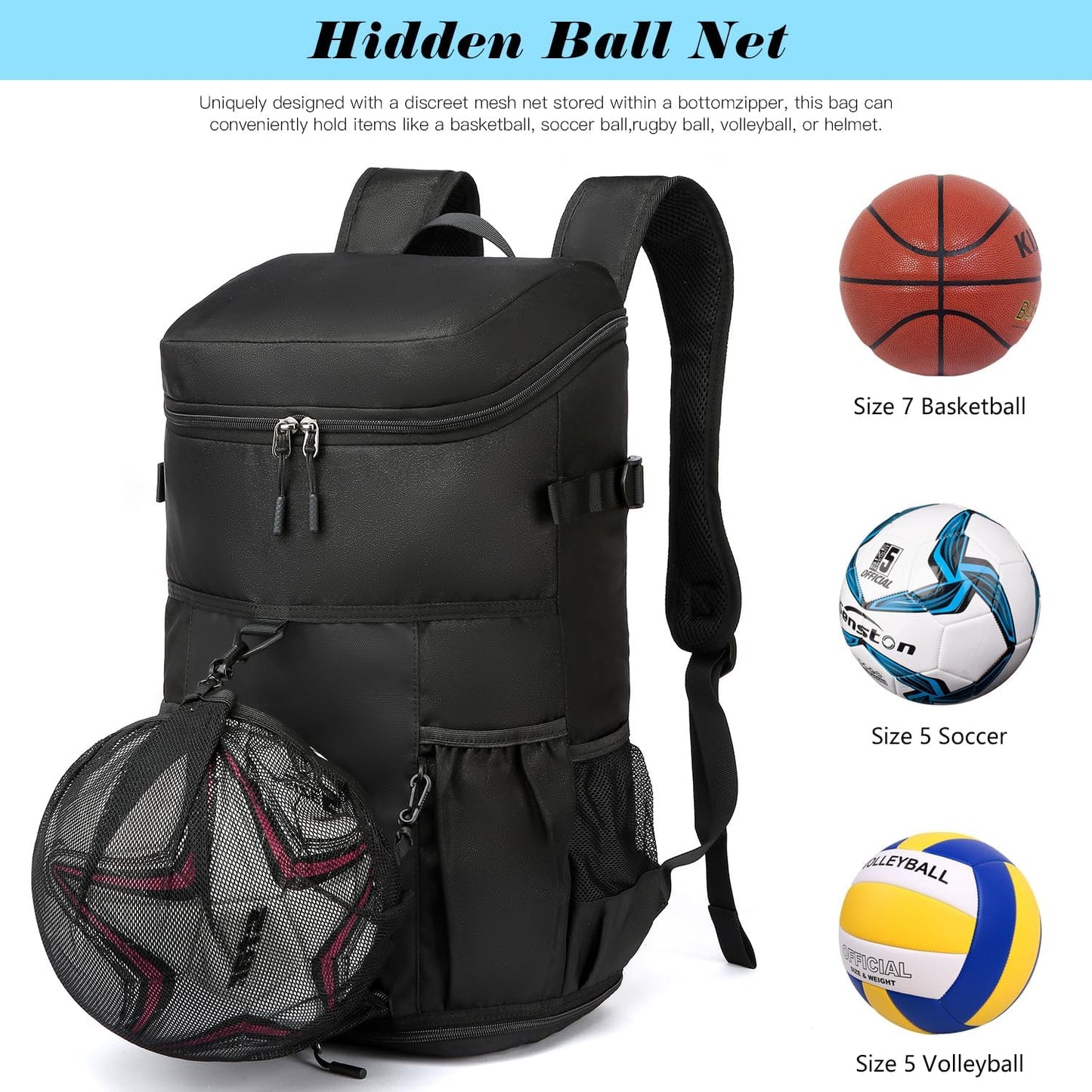 Baseball Backpack Equipment Bag for Adult with 2/4 Bat Holder & Fence Hook Lightweight Mens Softball Bag with Shoes Compartment Coaches Catchers Team Baseball Gear Bags Youth Boys