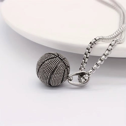 Fashion Dominant Basketball Pendant Men'S Stainless Steel Basketball Necklace