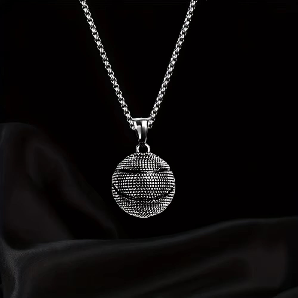 Fashion Dominant Basketball Pendant Men'S Stainless Steel Basketball Necklace