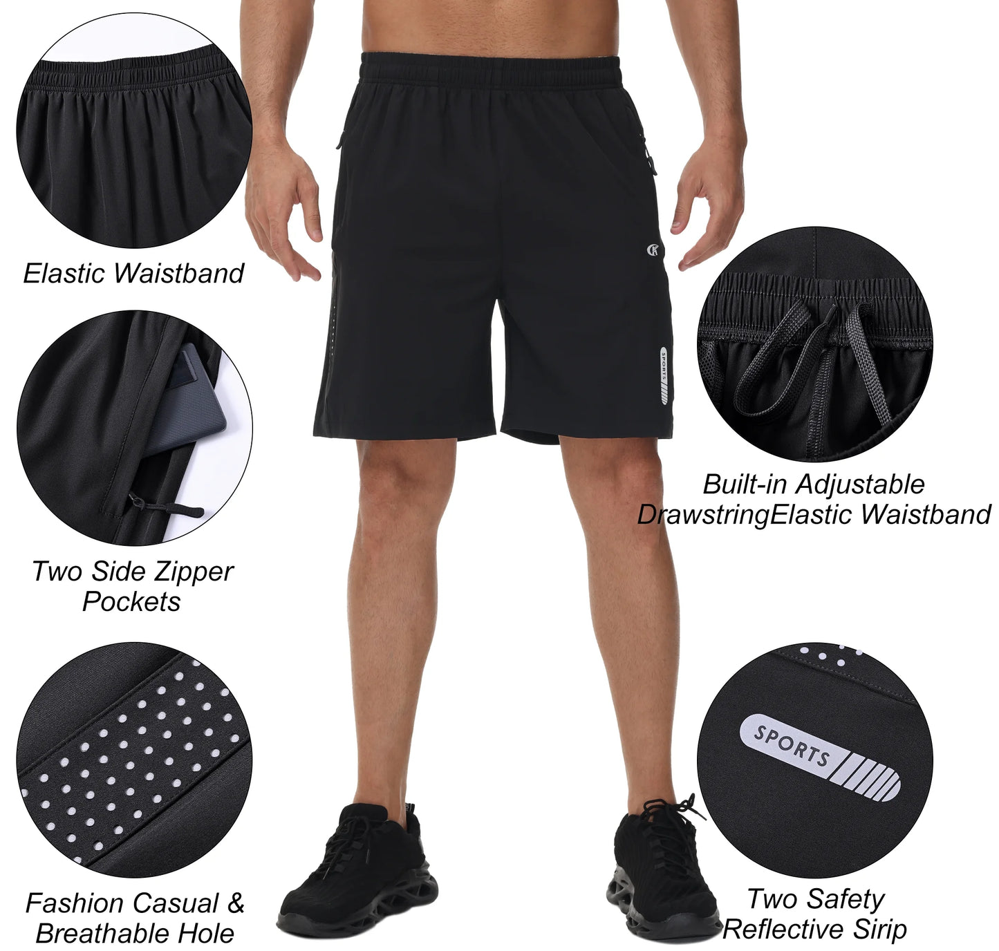 Men'S Athletic Running Shorts Quick Dry Workout Shorts Lightweight Sports Gym Basketball Shorts Hiking