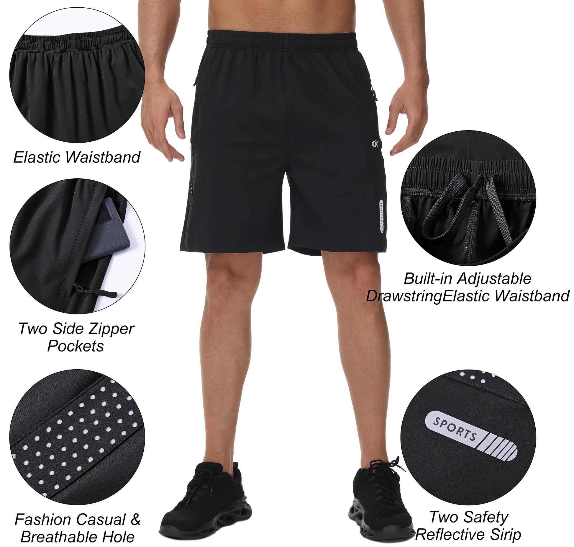 Men'S Athletic Running Shorts Quick Dry Workout Shorts Lightweight Sports Gym Basketball Shorts Hiking